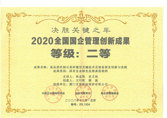 2020全國(guó)國(guó)企管理創(chuàng)新成果二等獎(jiǎng)